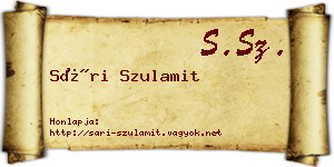 Sári Szulamit névjegykártya
